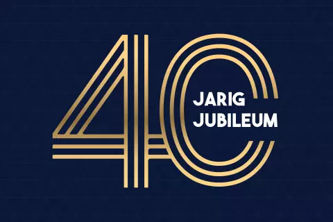 Zakelijke uitnodiging jubileum 40 jaar strak stijlvol 480 p1